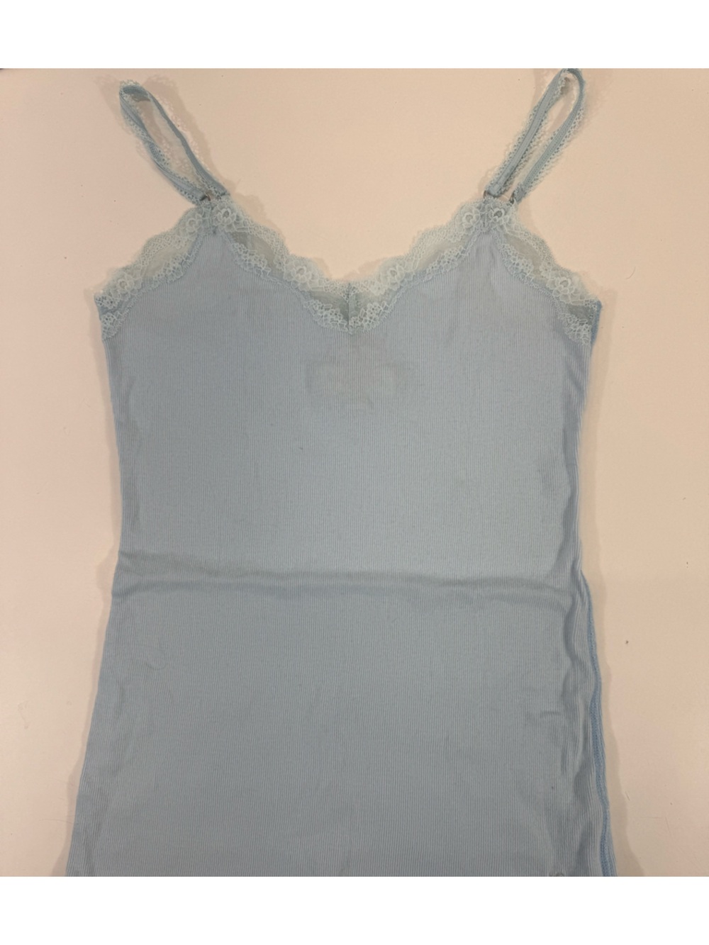 Abercrombie & Fitch Light Blue Lace Trim Camisole L stretch festival Y2K